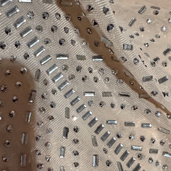 Glamorous Backless Nude Dress with Embellishments - Picture 4 of 5